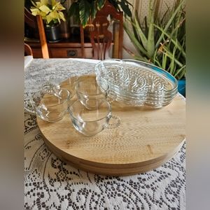 Vintage Federal Glass, Sip and Snack set of 4